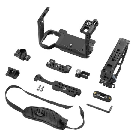 SmallRig 6775 - zaawansowana klatka do Sony FX5 z uchwytem górnym, paskiem na rękę, zaciskiem pręta 15mm i adapterem PL-E - przykład użycia